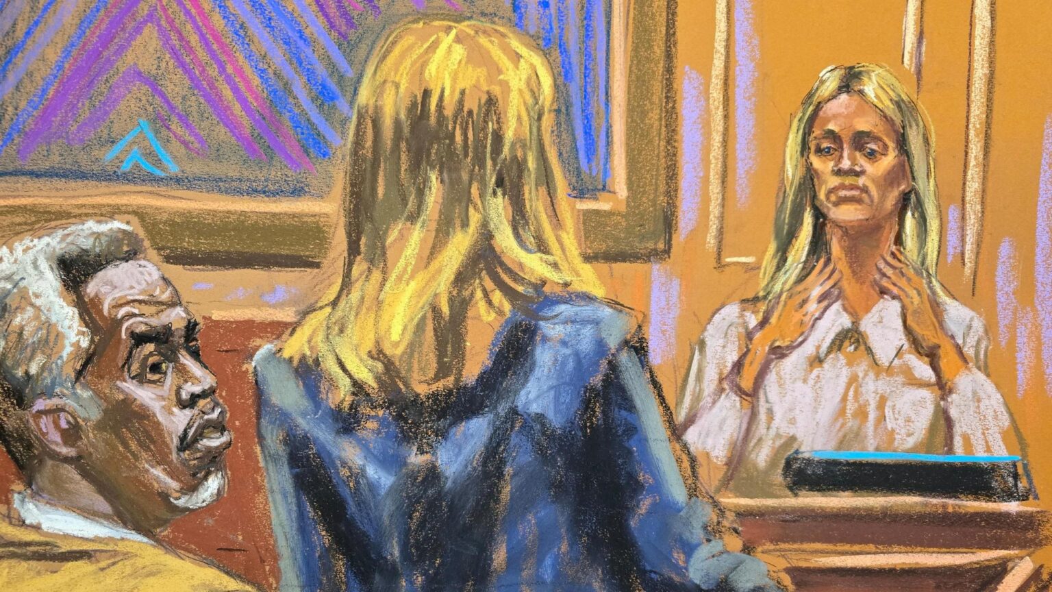 A courtroom sketch of Sean "Diddy" Combs' sex-trafficking trial. Photo: Reuters