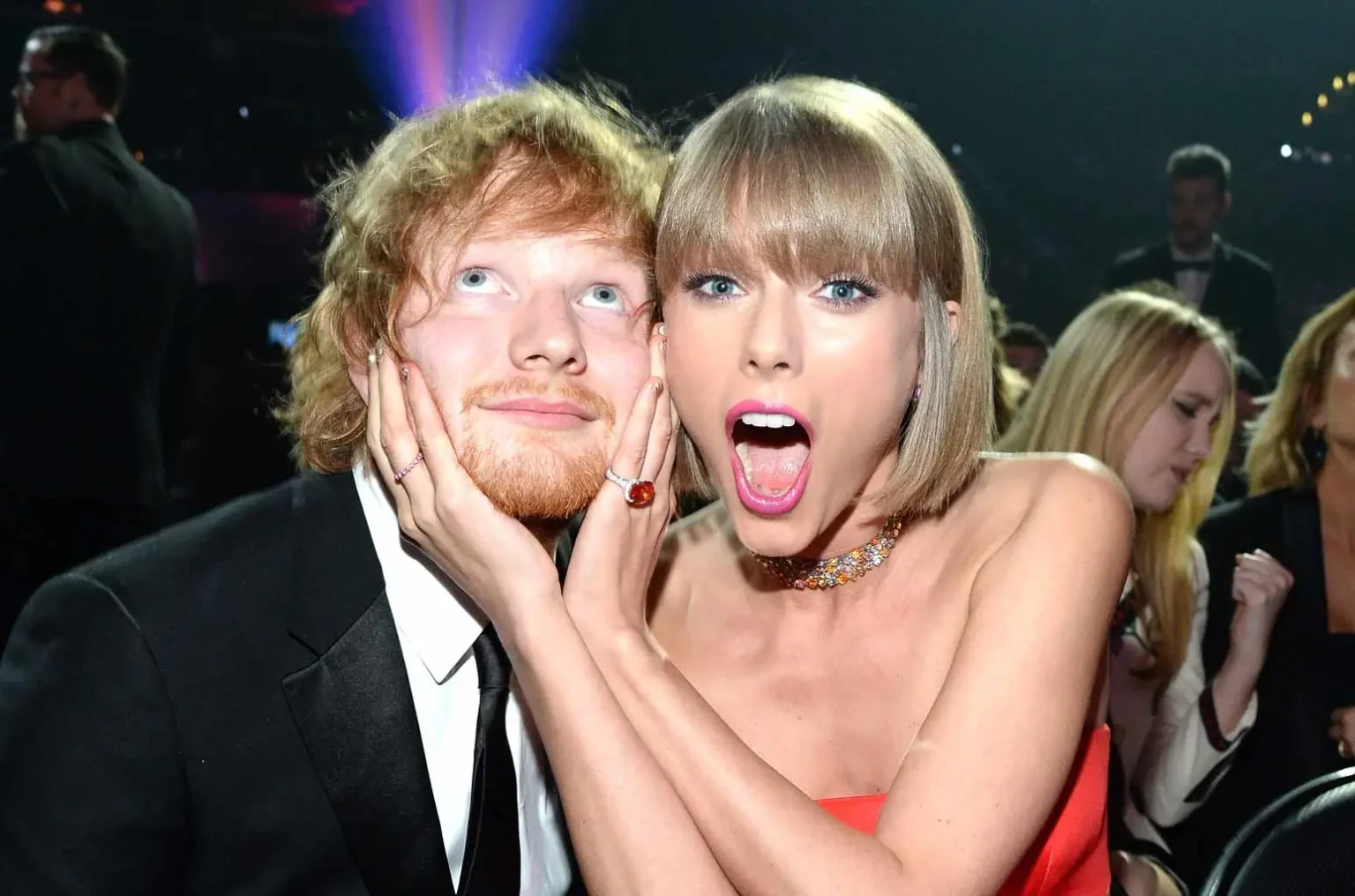 Ed Sheeran was introduced to the NFL by Taylor Swift, years before she started dating the Kansas City Chiefs tight end, Travis Kelce. Photo: Getty