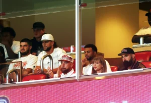 Taylor Swift and Travis Kelce stepped out on their first public post-engagement date night at Arrowhead Stadium. Photo: USA Today